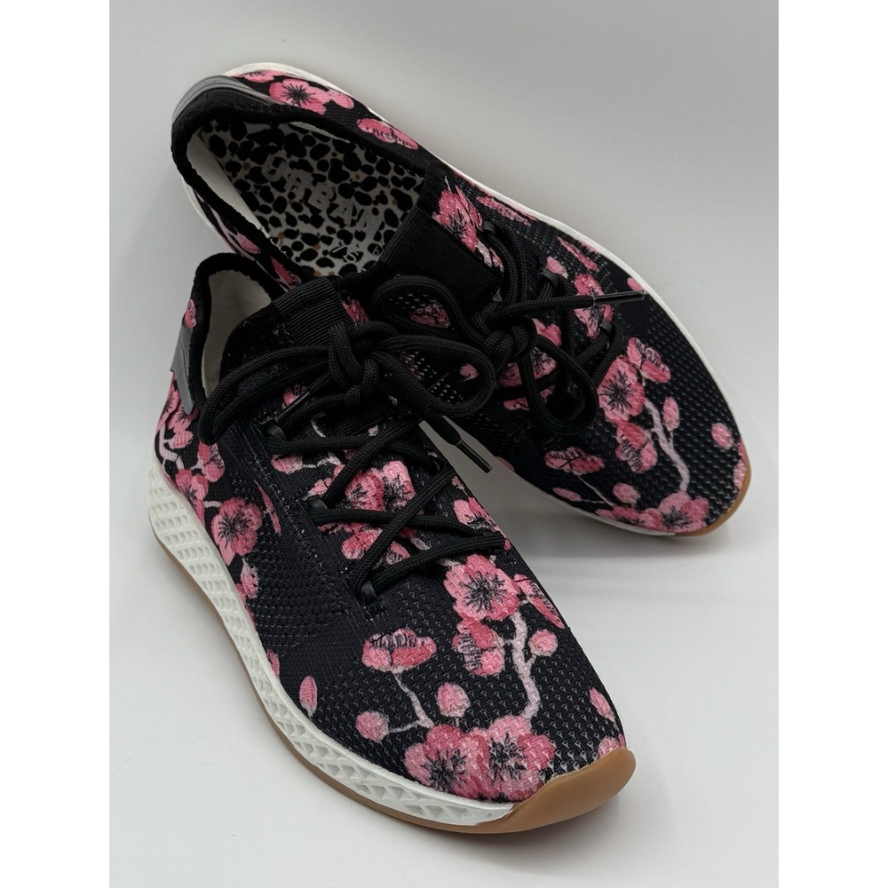 Urban Sport‎ By J/Slides Black Pink Cherry blossom?  Mesh Knit Sneakers Sz 7